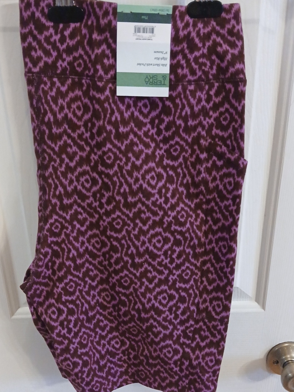 Terra & Sky Purple  Bike Short With Pockets High Rise 9" Inseam 1X 16w-18w